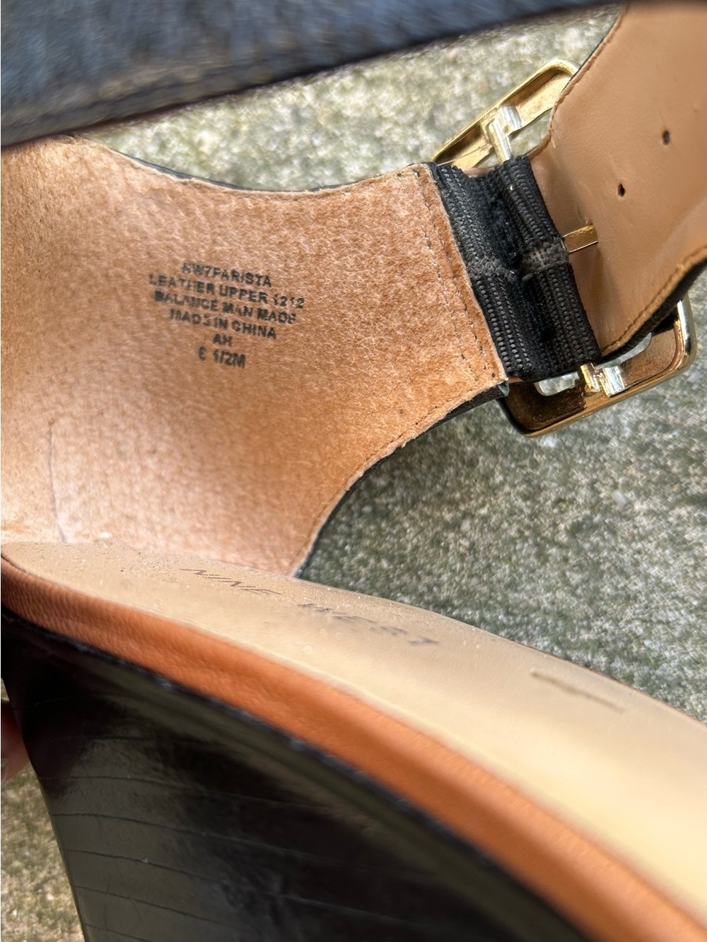 Nine West Two-Tone Black and Brown Leather Ankle Strap Sandals - Picture 4 of 5